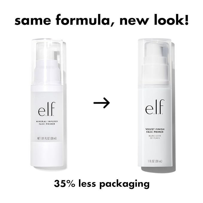 e.l.f. Mineral Infused Face Primer, Primer For A Smooth Foundation Base, Fills In Fine Lines & Refines Complexion, Vegan & Cruelty-free, Large (Pack of 2)