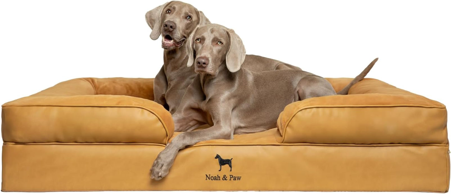 NOAH & PAW Giant Dog Bed XXL, 55x45x11 Inch, Orthopedic Dog Beds, Eggshell Memory Foam Infused with Cooling Gel, Inner Cover, Water Resistant, Machine Washable (Faux Leather)