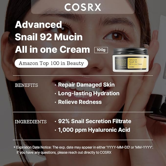 COSRX Glass Skin Ritual- Snail Mucin 92 Cream + Dual Essence- Mositurize Dry and Dull Skin to Achieve Radiant Glass Skin
