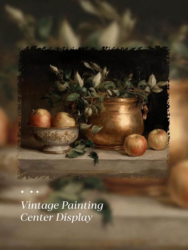 Gold Framed Wall Art, Vintage Apple Still Life Canvas Prints, Classical Farmhouse Fruit Picture Wall Decor, Antique Rustic Kitchen Artwork for Dining Room, Kitchen 12x16 inch
