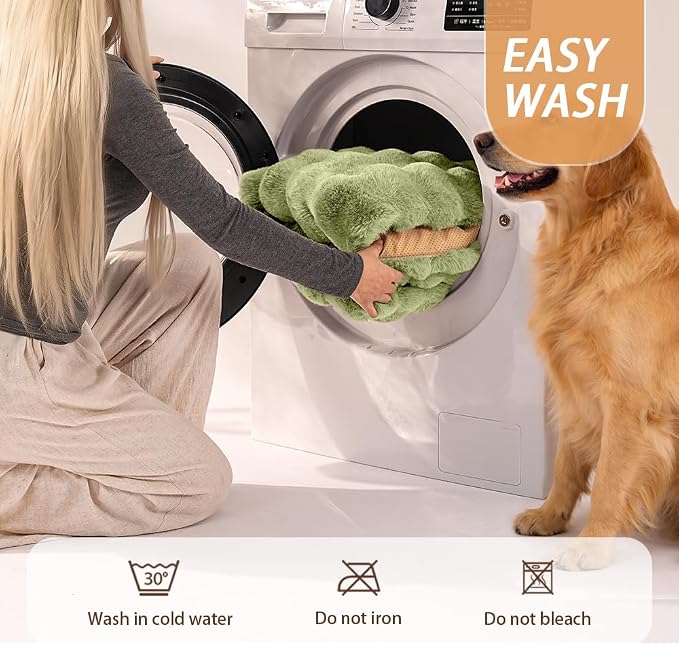 SOMAHE Plush Dog Bed Mat, Machine Washable, Large 35x27 Fruit Green | Machine Washable + Non-Slip Paw Bottom: plush dog mat stays fluffy and helps reduce sliding on indoor floors.