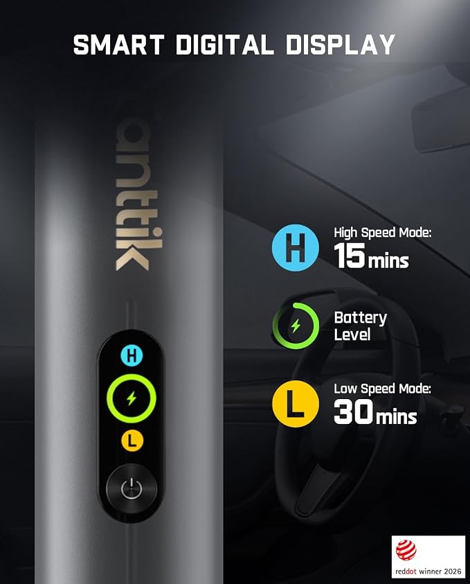 Fanttik Slim V10 APEX Cordless Car Vacuum, 4-in-1 Portable Mini Handheld Vac, Upgraded Smart Digital Display, 19kPa Suction Power, 2 Suction Modes for Small Jobs, Car, Office Desk, Keyboards (Gray)