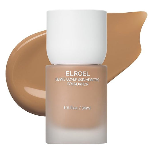 Blanc Cover Skin Foundation - K-Beauty Skincare Liquid Foundation Makeup with Panax Ginseng, Niacinamide & Collagen - Lightweight, Buildable 24HR Hydrating Wear 1.01 Fl Oz (#450)