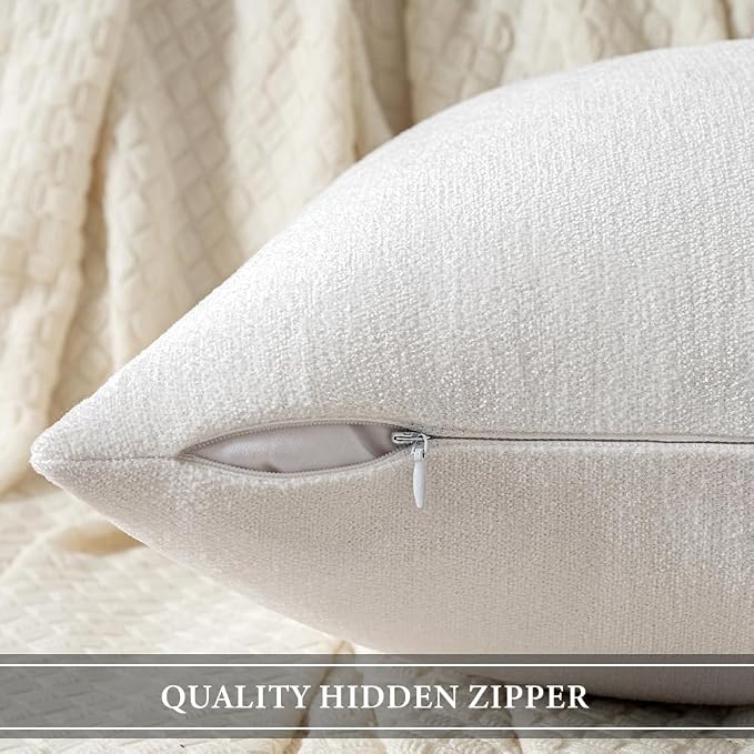 MIULEE Pack of 2 Pure White Decorative Pillow Covers 18x18 Inch | Soft Chenille Couch Throw Pillows Farmhouse Cushion Covers for Home Decor Sofa Bedroom Living Room
