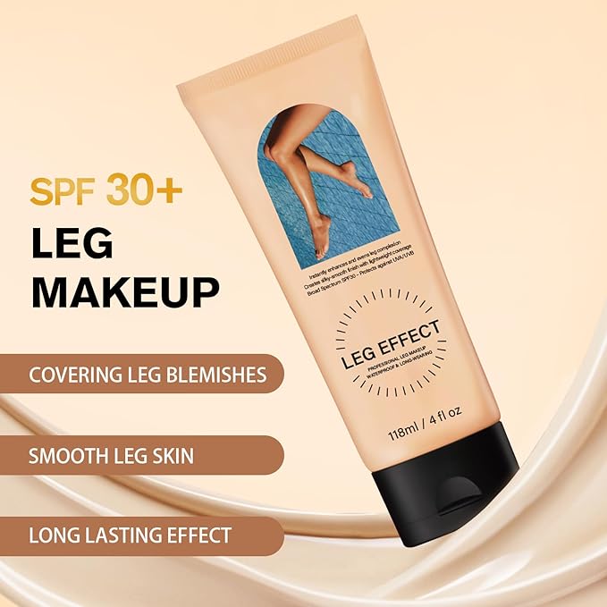 Leg Makeup Waterproof with Brush, No Transfer Body Makeup for Legs Full Coverage Waterproof Concealer, Scar & Tattoo Cover Up for All Skin Tones, Long Lasting Makeup (#02)