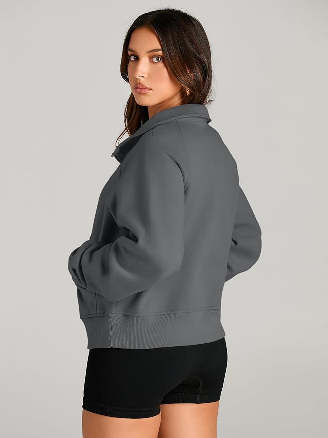 AUTOMET Womens Sweatshirts Half Zip Fleece Pullover Fall Outfits | Fall Fashion Clothes 2026,Cropped Sweatshirts,Cute Y2k Tops,Quarter Zipper Sweater,Winter Loungwear Outfits