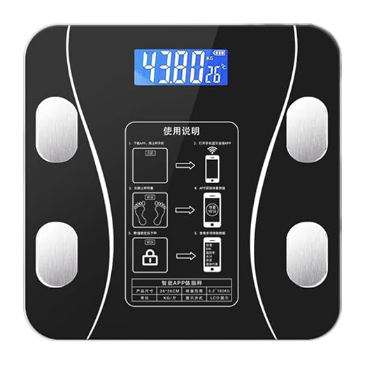 Smart Electric Body Fat Scale - LCD Display Rechargeable Weighing Machine with Tempered Glass, Home Bathroom Scale