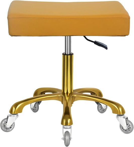 Antlu Rolling Stool with Wheels for Massage Medical Doctor, Heavy Duty Roller Stool for Salon Office Lab Tattoo Artist Spa (Camel,450 Lbs Capacity)
