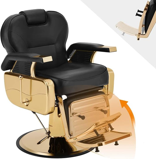 Artist hand Black All Purpose Hydraulic Recline Barber Chair Salon Beauty Styling Chair for Beauty Shop Gold/Black