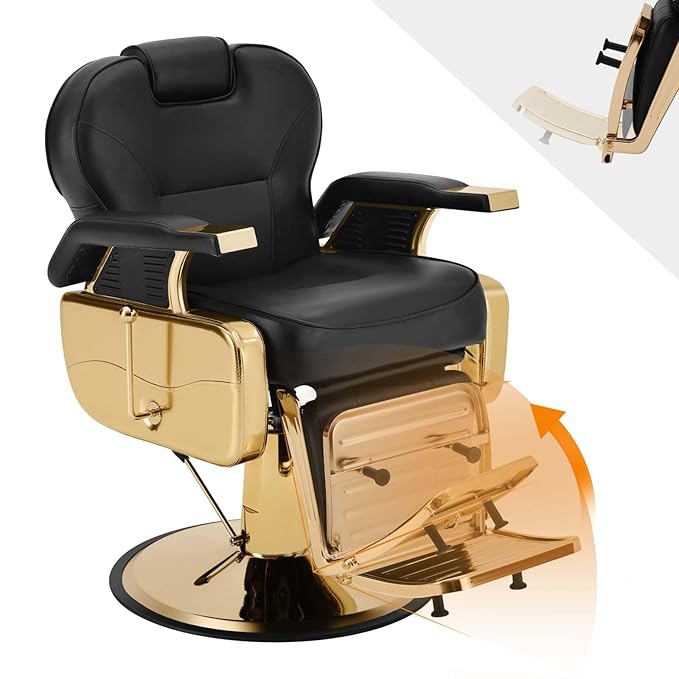 Artist hand Barber Chair for Barbershop Salon Chair Beauty Styling Chair for Beauty Shop Gold/Black