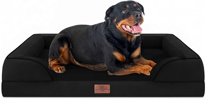Comfort Expression Waterproof Orthopedic Dog Beds for Extra Large Dog | Supportive Egg Crate Foam X-Large Pet Bed with Removable Bolster, Dog Couch with Washable Cover & Non-Slip Bottom, 48x30 Inch