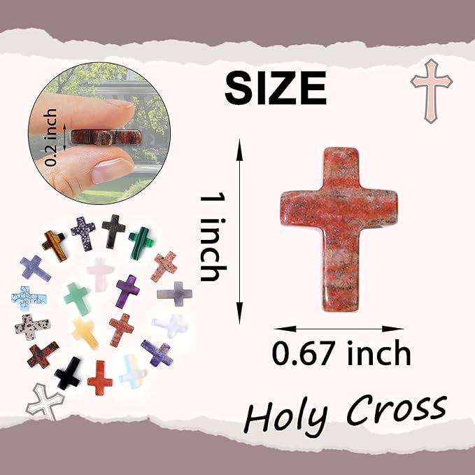 DUQGUHO Pocket Cross Mini Crystal Crosses Bulk 1 Inch Small Cross Shaped Crystals and Healing Stones Crystal Wall Decor Easter Decor 20PCS