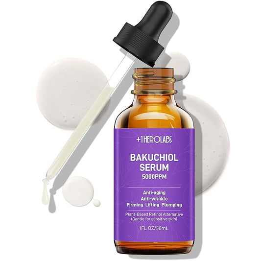 Bakuchiol Retinol Serum for Face - Retinol Alternative for Sensitive Skin with Vitamin E, Hyaluronic Acid, Collagen, Serum for Anti-Aging, Wrinkle Reduction Skin Firming & Smoothing 1 oz