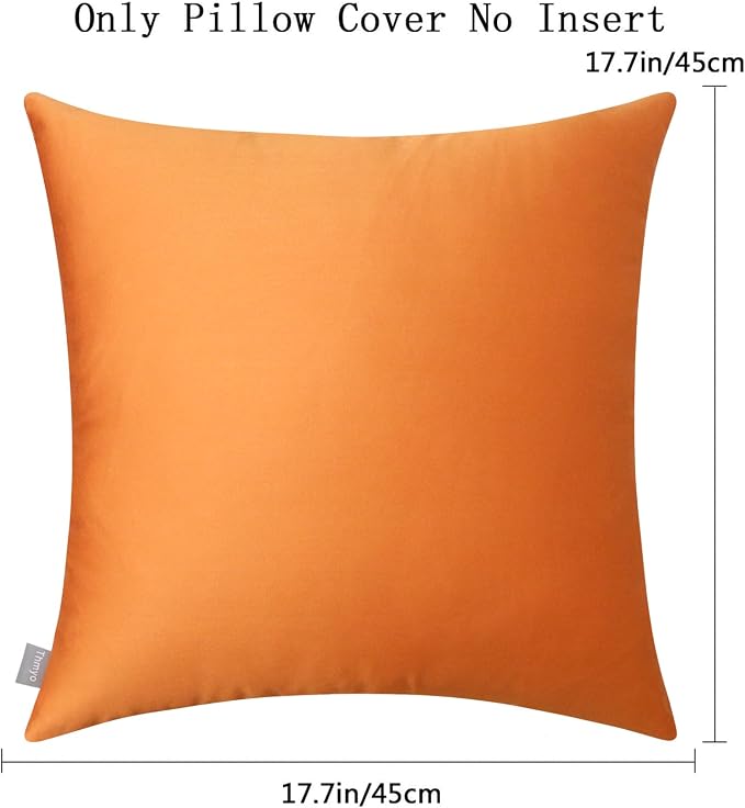 Thmyo 4-Pack 100% Cotton Comfortable Solid Decorative Throw Pillow Case Square Cushion Cover Pillowcase Sublimation Blank Halloween DIY Throw Pillow Covers for Sofa Bed(18x18 inch/45x45cm,Fall Orange)