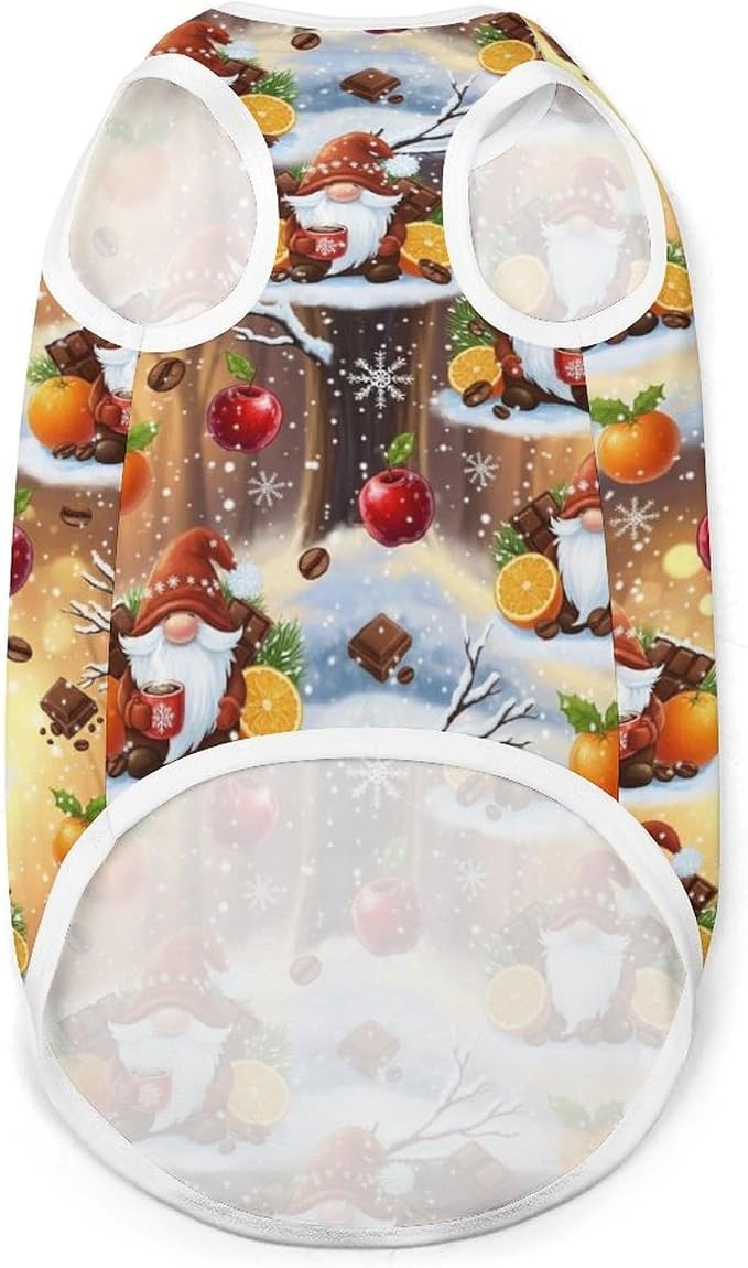 Dog Soft Breathable Clothes Cat Fashion Shirt Pet Snow Fruit Coffee Gnome Cute Tank Tops T Shirt