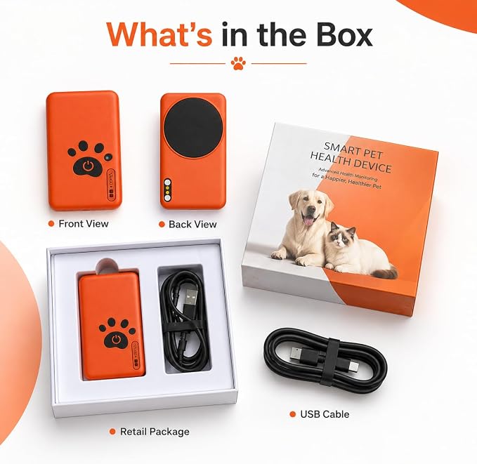 Smart Dog Health Monitoring Collar, Heart Rate, Respiratory & Activity Tracker with Wellness Insights, Waterproof Pet Collar with App(No Monthly fee)