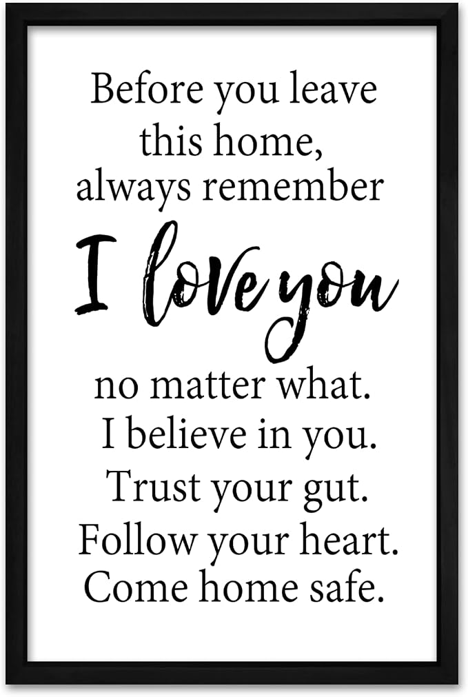 RLWangChao Before You Leave This Home Wall Decor Art, 24"X16", Black | I Love You Sign, Inspirational Quotes, Family Entryway, Wood Framed Wall Hanging