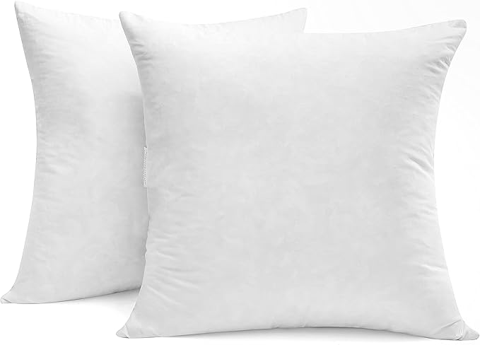SNUG&COZY Luxury Goose Down Feather Pillow Inserts - 22x22IN, Double Layered Down-Proof Design, Ultra-Soft Cover, High Fill Weight, Pack of 2, White