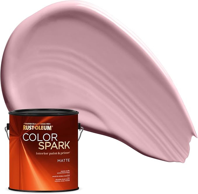 Rust-Oleum Color Spark Interior Paint and Primer in One, Matte, Peony, 1 Gallon