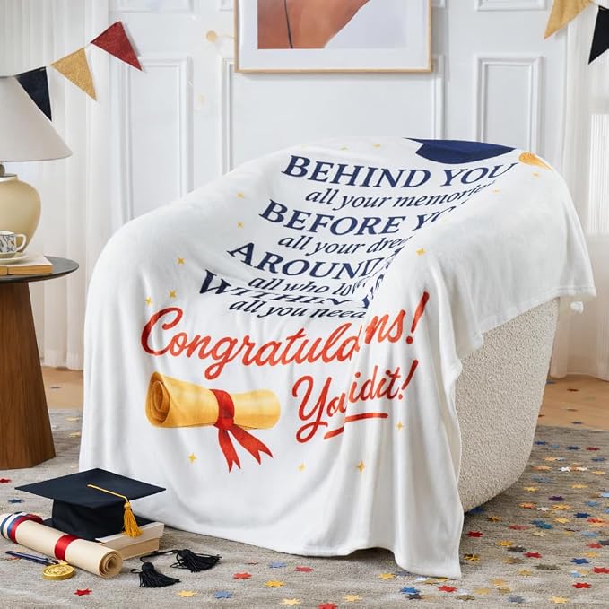Graduation Gifts Blanket Class of 2026 – Inspirational Throw Blanket 50x60 Inch, Meaningful Graduation Gift for Him Her, Soft Cozy Plush Blanket for College High School Graduate