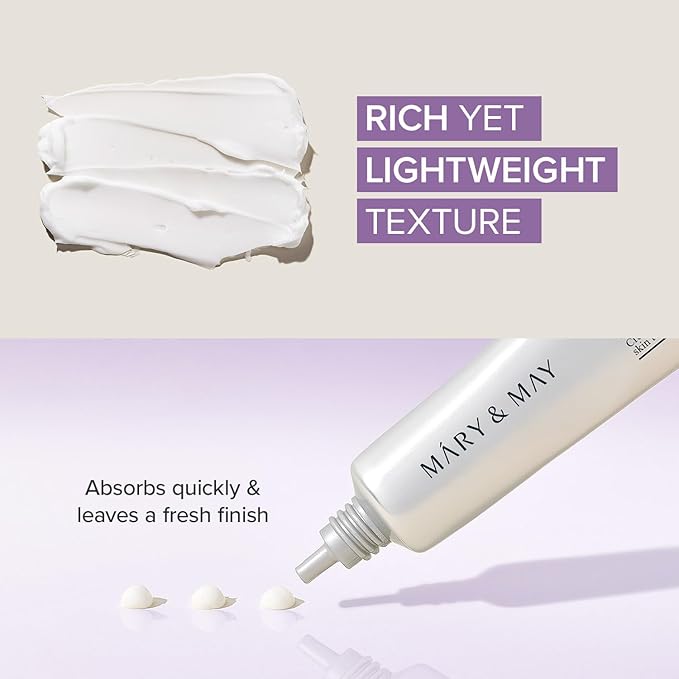 Mary&May Tranexamic Acid + Glutathione Eye Cream Set (1,000ppm each) – Brightening Under Eye Cream for Dark Circles & Uneven Tone, Vitamin C, Niacinamide – 1.01 oz + 0.4 oz Mini x2