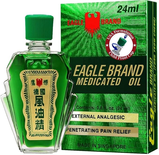 Combo - Green Essential Oil and White Essential Oil - 1 Chai Dau Xanh Con O va 1 Chai Dau Trang Con O - 24 mL per Bottle with 2 Bottles per Order