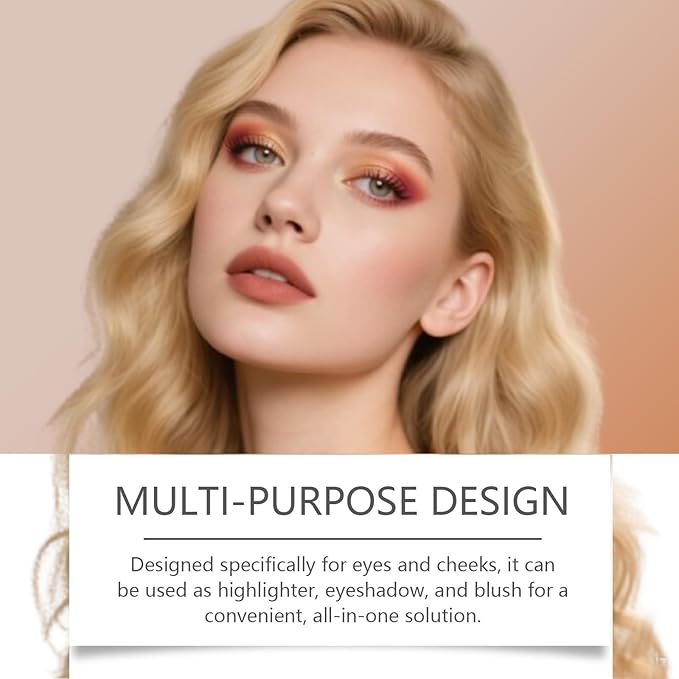 Eye & Cheek Palette - Eyeshadow and Highlighter Makeup (with Detachable Brush), Makeup Palettes Contour Kit, Shimmer Glow Face Highlighter Palette for Women Face, Natural Glow Contour Powder (1pcs)