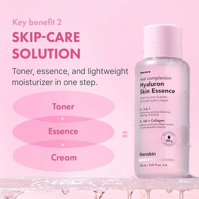 Hanskin Hyaluron Skin Essence Toner – Korean Hydrating Toner for Glass Skin | Hyaluronic Acid & Collagen | Lightweight Moisturizing Astringent for Dry, Sensitive & Dull Skin | K-Beauty (5.07 fl oz)