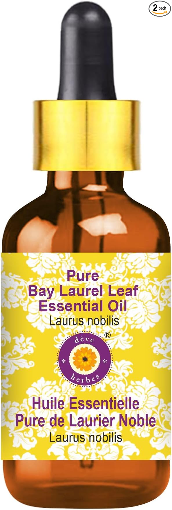 Deve Herbes Pure Bay Laurel Leaf Essential Oil (Laurus nobilis) with Glass Dropper Steam Distilled 5ml (0.16 oz)