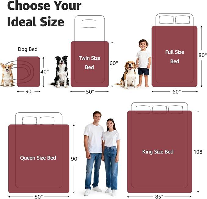 LOOBANI Waterproof Dog Blanket for Couch, Soft Couch Cover 50" x 60", Red | Pet Blanket for Medium Large Dogs, Double Side Liquid-Proof, Reversible Flannel Bed Throw for Sofa, Travel, Hair Resistant