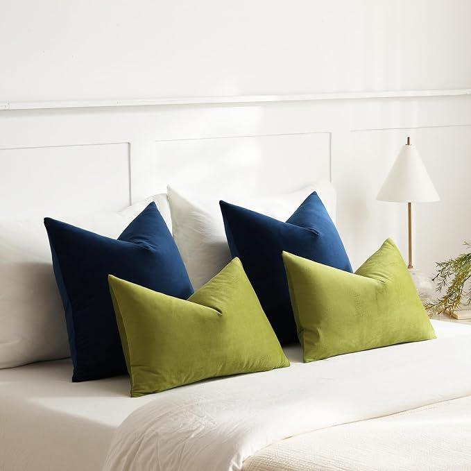 Lumbar Pillow Covers 12x20 Chartreuse: Pack of 2 Cozy Soft Velvet Rectangular Modern Luxury Decorative Throw Pillow Cases for Sofa Couch Living Room Bed Home Decor