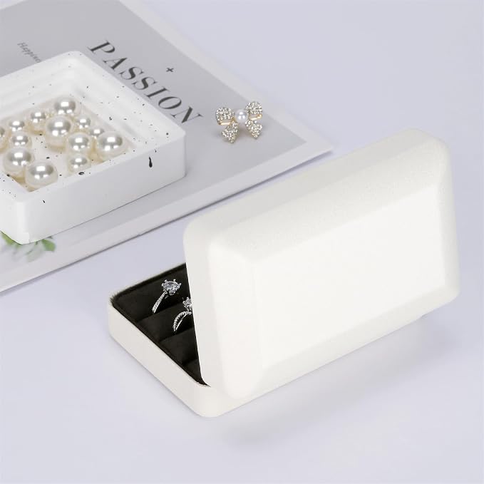 KUKUVR Velet Jewelry Ring Storage Box | Travel Jewelry Case with 3 Slot Ring Display Organizer
