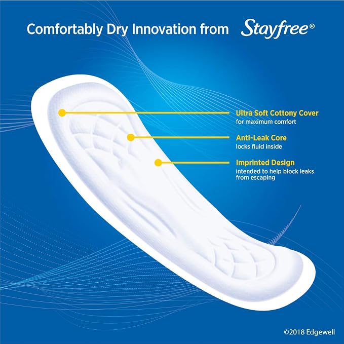 Stayfree Maxi Pads, 144 Count, Extra Heavy Absorbency, Wingless | Super Long | Unscented | Disposable