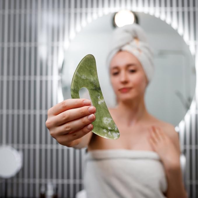 Beaupretty Gua Sha Tool for Face and Neck Handheld Scraping Massage Tool for Facial Massage Eyes Jaw Line Muscle Relief Polished Manual Massager 4.33 Inch Portable Board