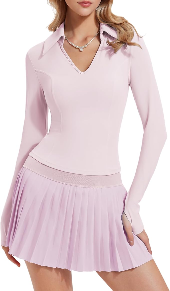 Women 2 Piece Tennis Skirt Set Polo Golf Outfits Racerback Tank Top Pleated Skort with Pockets Summer Workout Athletic Dress