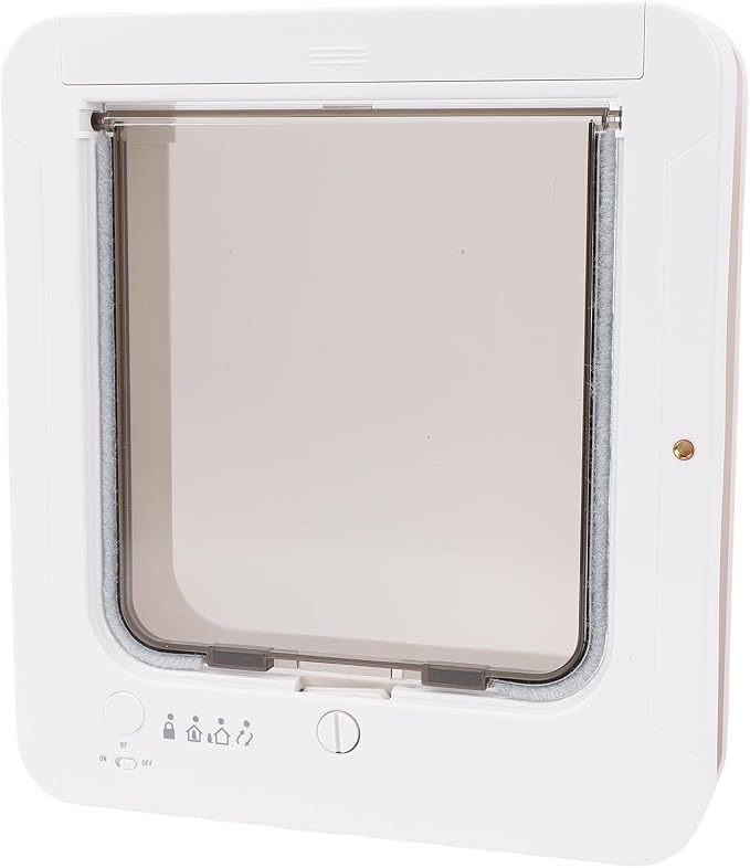 Smart Cat Door Automatic Sensing 2 Way Entry Methods with Collar Activated Easy Installation Cat Flap Electronic Pet Door for Home Safety Guard Mechanisms