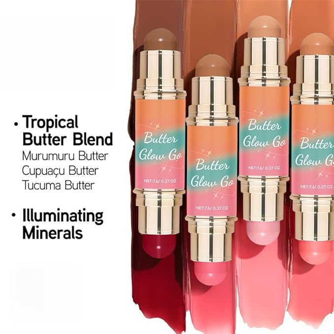 Dual-Ended Blush & Bronzer Stick – 2-in-1 Creamy Contour & Cheek Tint, Hydrating Vegan Multi-Use Makeup for Natural Radiant Finish, Cruelty-Free (Berry Tan)