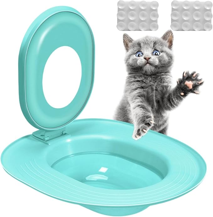 Cat Toilet Trainer - 15.35 Inches PPCat Litter Tray | Suction Cup Fixation Pad,| Bathroom Training Tool | for Kitten, Adult Feline, Home Hygiene, Waste Reduction, and Daily Pet Use