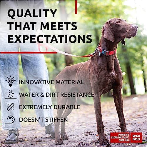 WAUDOG Waterproof Dog Collar - Adjustable Dog Collar for Large Dogs, Small and Medium Dogs - Breakaway Dog Collar Waterproof with Plastic Buckle and QR Dog Tag - Boy & Girl Dog Collars (Red)