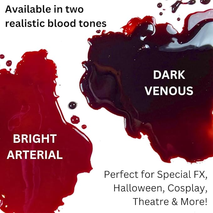 Mehron Makeup Stage Blood | Realistic Fake Blood For Halloween | Stage Blood Makeup| Washable Fake Blood for Special FX, Stage & Screen, Halloween, & Cosplay (16 oz) (Bright Arterial)