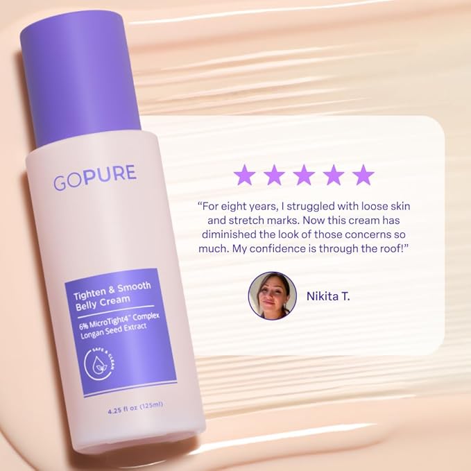 goPure Firming Belly Cream - Body Firming Moisturizer for Visible Cellulite & Stretch Mark Reduction, 4.25oz