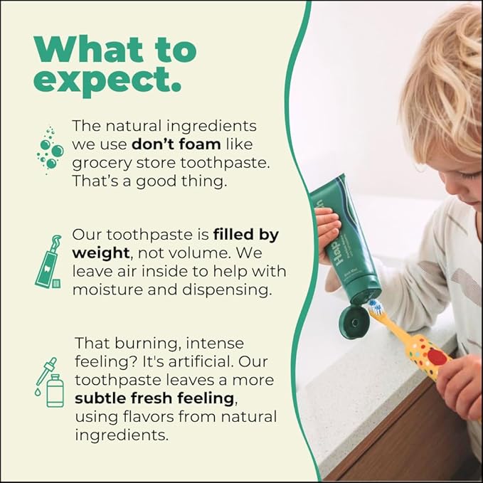 Happy Tooth Hydroxyapatite Toothpaste, Fluoride Free, Natural Whitening for Kids, Toddlers and Adults, SLS Free, Enamel Safe, Dentist Formulated with Clean Ingredients, Fresh Mint Flavor, 4.0 oz