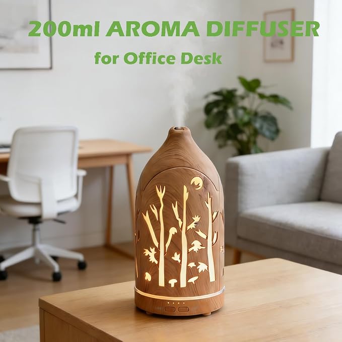 3 Essential Oil Diffuser Set,7.1''x3.5''Aromatherapy Office Diffuser | 200ml Desk Humidifiers for Small Space with 7 LED Colors Night Lights,Auto-off for Home Decor Gift (Tree)