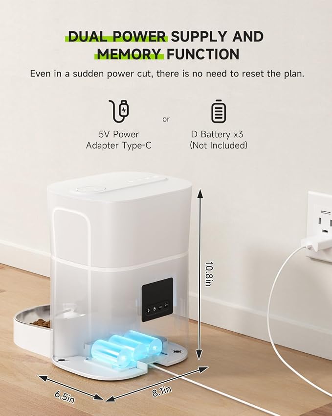 Automatic Cat Feeder, 2.4G Wi-Fi Cat Food Dispenser with APP Control, 3L Timed Pet Feeder for Pet Dry Food, 1-10 Meals Per Day