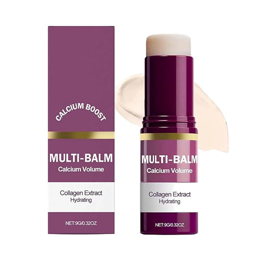 Calcium Multi Balm Stick for Face & Eyes, Hydrating Moisturizing Stick with Collagen, Multi-Purpose Skin Balm for Dry Skin, Neck, Lips – Travel Size 9g