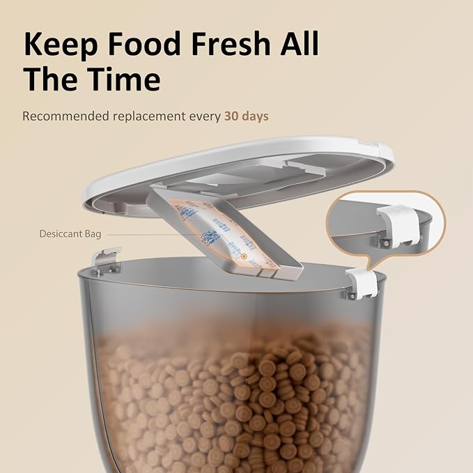 Automatic Cat Feeder with WiFi, Timed Cat Dry Food Dispenser for Cats Dog | 5G&2.4Ghz App Remote Control, 5L Capacity, Dual Power Supply, 10 Meals 1-15 Portion Programmable with Stainless Steel Bowl