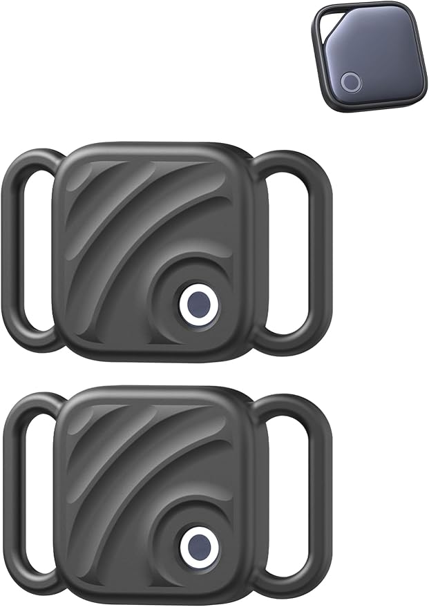 Silicone Case for UGREEN Tracker Tags, Pet Collar Cover, 2 Black. | 2 Pack Soft silicone cover protects tracker tags from scratches and drops while providing a secure fit for pet collars.