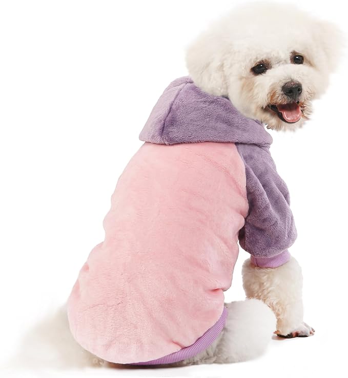 FabriCastle Small Dog Hooded Sweater, Dog Clothes XXS - XXL for Small Dogs Girl & Cats, Soft and Warm Pet Coat, Winter Pet Jacket, Doggy Apparel Costumes Puppy Outfits Hoodies (Pink Body, X-Large)