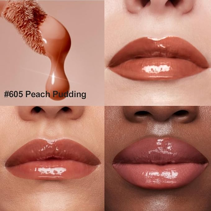 Mirror Shine Lip Gloss, Hydrating Airy Lip Tint, Lightweight Water-Gloss Finish, Moisturizing Crystal Film Lip Glaze, Clear Non-Sticky, Juicy Hydration for Plump, Non-Drying Lips-605#