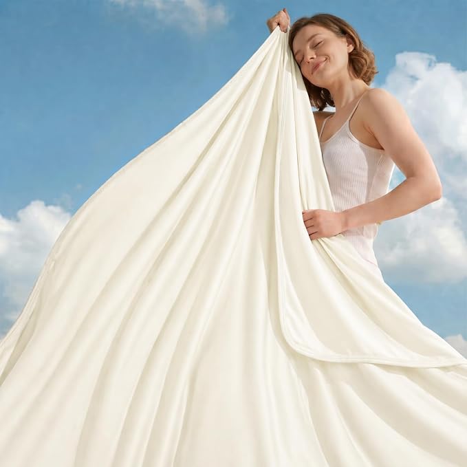 Cooling Blanket Throw - Arc-Chill Q-Max >0.5 Cool Summer Blanket for Hot Sleepers - Double Design Lightweight Blanket Absorbs Heat to Keep Cool on Warm Nights(50"x70") White